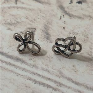 "Mismatched" Heart and Cross Loop Stud Earrings